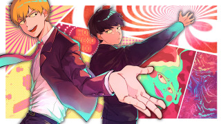 Anime characters handshake colorful background - neofauvism free wallpaper