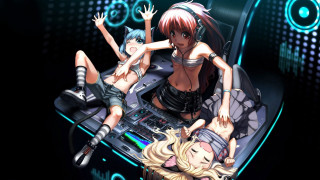 Anime girls laying laptop keyboard - a couple of anime girls free wallpaper