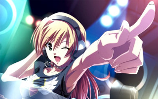 Girl headphones pointing air microphone - headphone free wallpaper