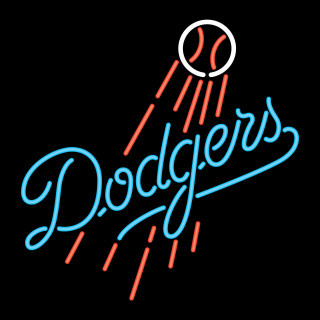 Dodgers neon sign building baseball - side of a building free wallpaper