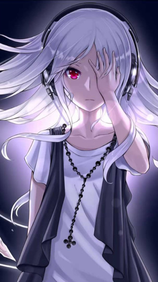 Girl headphones phone hand other - a red eye free wallpaper
