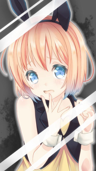 Girl blue eyes bow head 2 - her chin free wallpaper