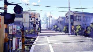 Kyoto traffic light street scene - atey ghailan free wallpaper