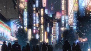 City night neon lights people - neon free wallpaper