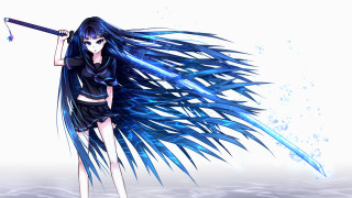 Girl long hair sword black - long hair holding free wallpaper