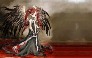 Woman red hair wings dress - a sword free wallpaper for desktop