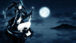 Woman gun rock ocean night - a rock in the ocean free wallpaper