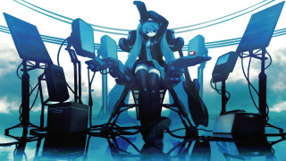 Woman speakers wires standing music - computer graphic free wallpaper