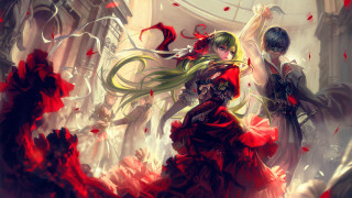 Anime characters red petals clock - red petal free wallpaper