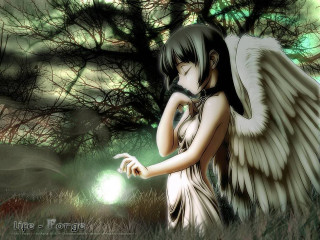 Angel wings woman glowing ball - angel free wallpaper