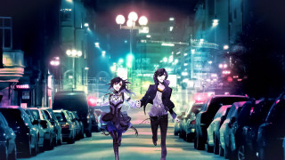 Anime characters night street cars 2 - car free wallpaper
