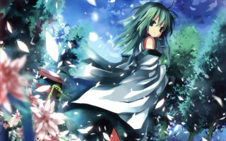 Girl white dress woods flowers - flower and trees free wallpaper