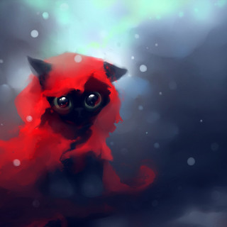 Red cat snow falling impressionism - impressionism free wallpaper