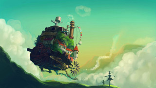 House hill sky clouds painting - anton fadeev free wallpaper