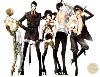 Anime characters umbrellas group standing - umbrella free wallpaper