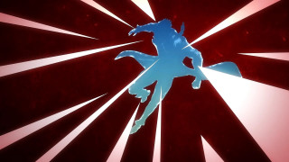 Stylized horse red background white - ufotable free wallpaper
