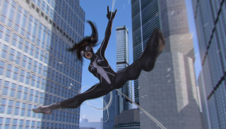 Woman suspended city skyline giantess - skyscraper free wallpaper