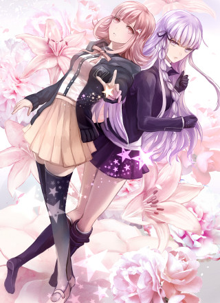 Anime girls flowers white background - neodada free wallpaper