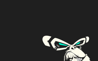 Black background white green dog - its mouth free wallpaper