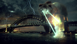 Bear water lightning bolt bridge - a bear free wallpaper