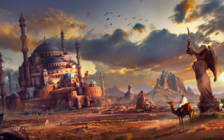 Desert man camel castle bird - altoon sultan free wallpaper for desktop