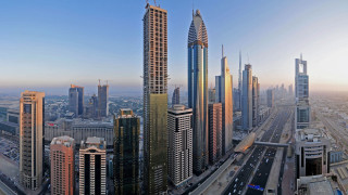 City highway tall buildings blue - a few car free wallpaper