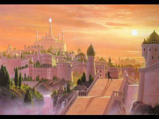 Castle stairs man standing top - stair free wallpaper