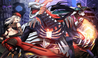 Anime couple city night monster - a giant monster free wallpaper