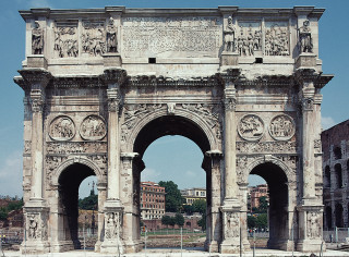 Large stone arch statues clock - achille leonardi free wallpaper