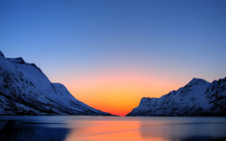 Mountain lake sunset orange sky 2 - orange sky free wallpaper