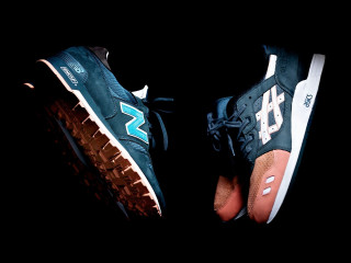 Sneakers black background blue orange - a pair of sneakers free wallpaper