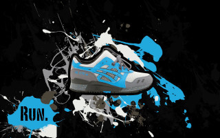 Blue black shoe paint splash - a silk screen free wallpaper