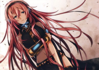 Woman red hair black outfit 3 - long red hair free wallpaper