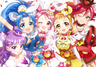 Anime girls group hearts white - heart free wallpaper