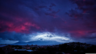 Mountain purple sky city red - a purple sky above free wallpaper