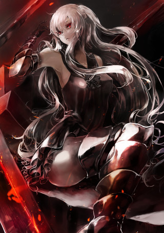 Woman black white sword red - outfit free wallpaper