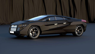 Black car studio curtain backdrop - deconstructivism free wallpaper