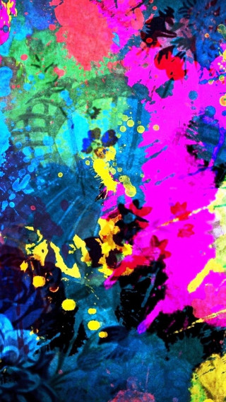 Colorful paint splatter abstract black - a black border free wallpaper