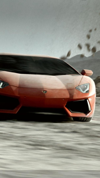 Red sports car desert road 10 - cloudy free wallpaper