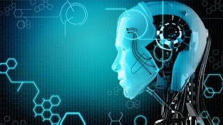 Robot head futuristic background hexagonal - cybernetic free wallpaper