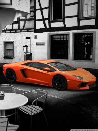 Orange car parking lot building 3 - nice free wallpaper