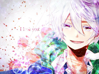 Anime whitehair boy tie smile - white hair free wallpaper