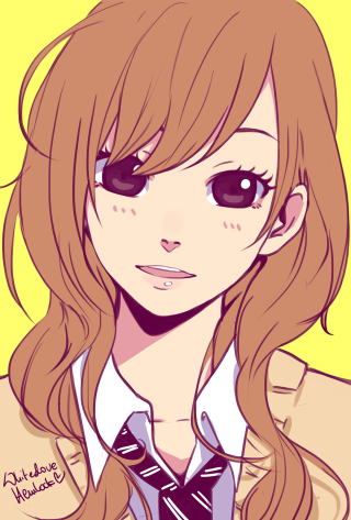 Girl long hair tie cartoon - flat free wallpaper