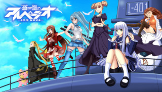Anime girls boat clock sky - official art free wallpaper for desktop