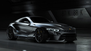 Silver sports car dark room 5 - the wall behind free wallpaper