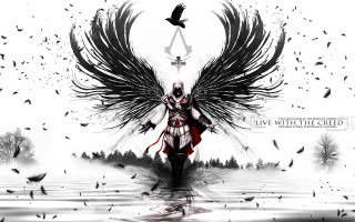 Black white person wings sword - wing and a sword free wallpaper