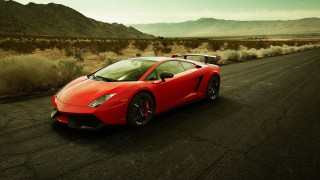 Red sports car desert road 11 - a road in the desert free wallpaper