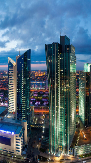 City skyline tall buildings night 7 - boleslaw cybi free wallpaper