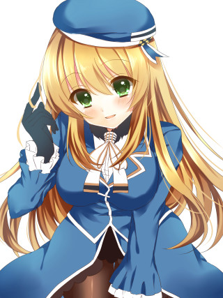 Anime girl blonde hair green - green eye free wallpaper