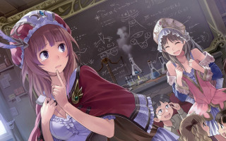 Anime girls chalkboard wall group - a group of anime girls free wallpaper